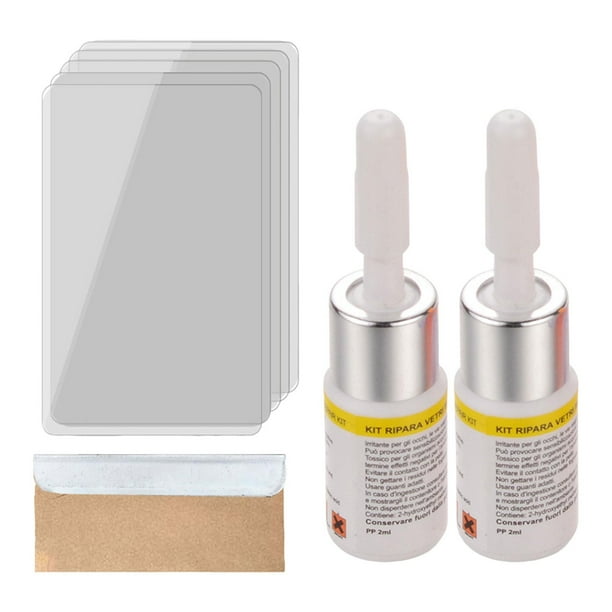 Kit de reparación de grietas de parabrisas de coche de 2 piezas, kit de reparación de líquido para cristales de ventanas, juego de reparación de grietas Blanco