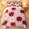 thumbnail image 2 of Erosebridal Rustic Ladybug Quilt Full,Transitional Daisy Flower Full Bedspread Sets,Cream Black,3 Pieces,1 Coverlet and 2 Pillowcases, 2 of 7