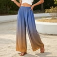 thumbnail image 5 of Women's Ombre Gradient Palazzo Pants, High Waisted Wide Leg Long Trousers with Pockets, Casual Summer Beach Flowy Skirt Pants, 5 of 6