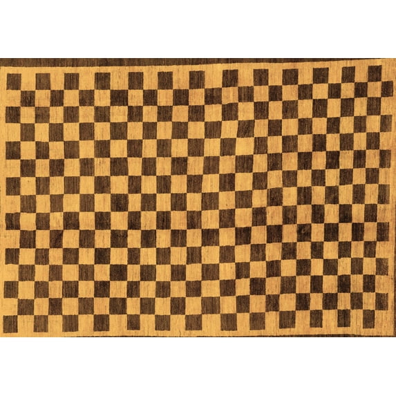Ahgly Company Indoor Rectangle Checkered Brown Modern Area Rugs, 8' x 12'