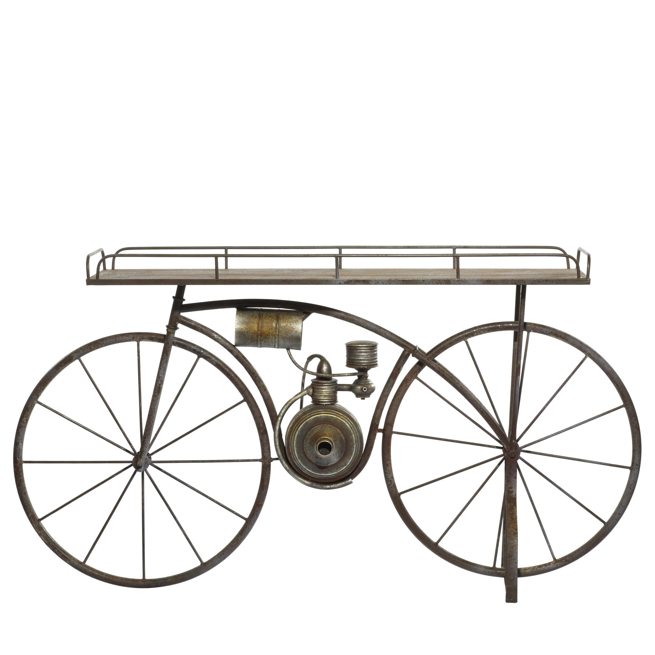 DecMode 65" x 14" x 35" Bronze Metal Weathered Vintage Bike Plantstand