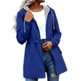 thumbnail image 2 of Mifsaly Raincoats for Women with Hood Adjustable Waist Drawstring Water Resistant Rain Jacket Outdoor Casual Commuting Travel Hiking Jackets Blue,XL, 2 of 7