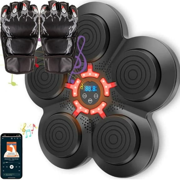 Music Boxing Machine for Adults Kids with Boxing Gloves, Smart Punching Trainer, Boxing Wall Mount Machine with LED, Boxing Target Workout Equipment for Home, Office, Gym