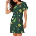 thumbnail image 2 of Fotbe Camp In The Forest Pattern Women's Cotton Nightgown Sleepwear Short Sleeves Shirt Casual Print Sleepdress, 2 of 6