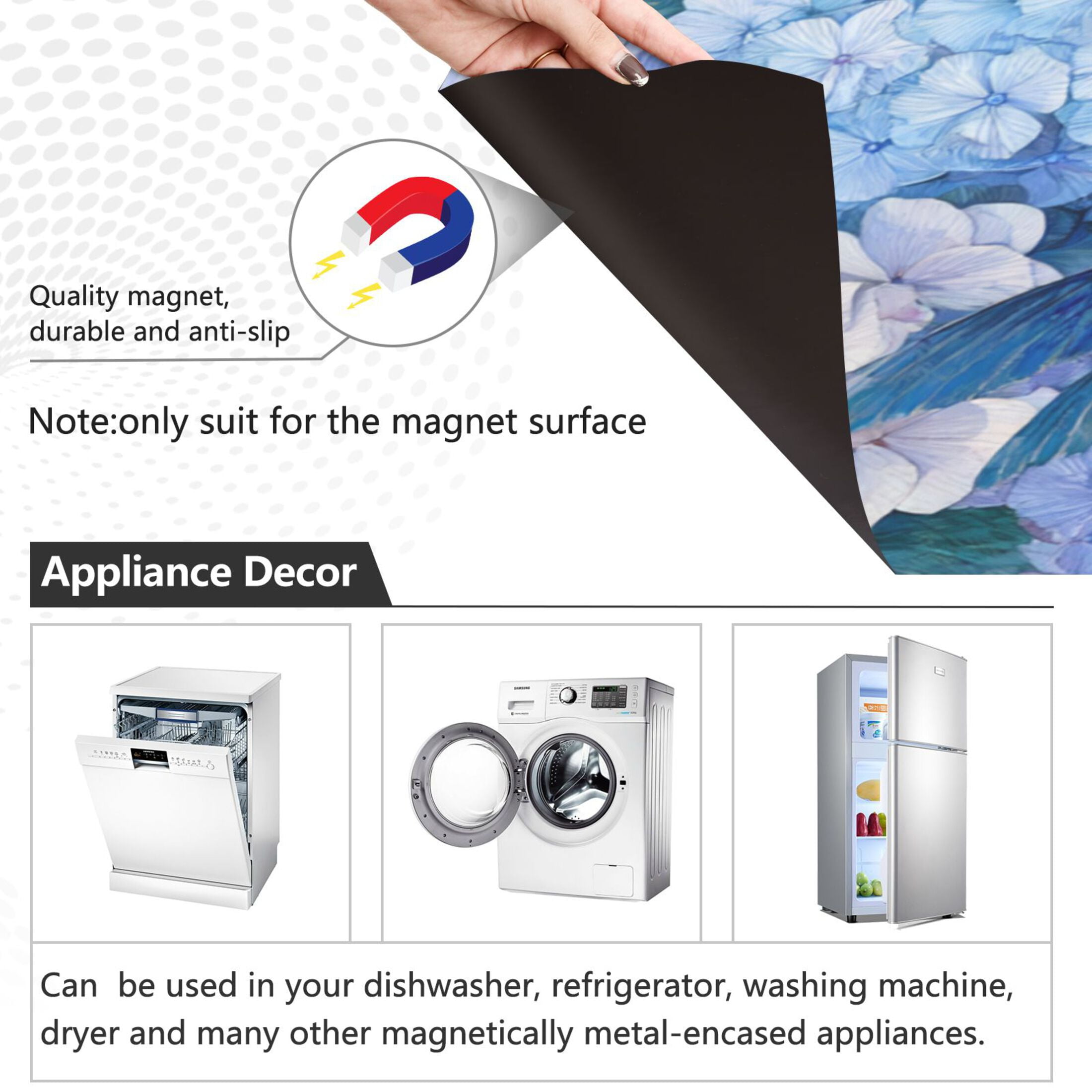Dishwasher Magnetic Refrigerator Magnet Cover Sticker Home Decorative 23"x26" Beautiful Blue Hydrangeas