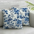 thumbnail image 3 of Nawypu Spring Pillow Covers Floral Watercolors Tree Chinoiserie Blue and White Porcelain Leaf White Soft Cozy Square Living Room Bedroom Dorm Washable Throw Pillow Covers, 3 of 5