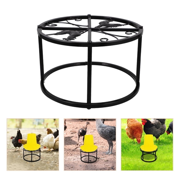 ELAYARD Iron Chicken Feeder and Waterer Stand with Stable Base, Poultry Care Set for Chickens and Birds, 1 Piece