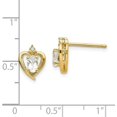thumbnail image 4 of Solid 14k Yellow Gold White Topaz and Diamond Heart Earrings - 17mm, 4 of 5
