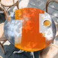 thumbnail image 3 of Abstract Paint Texture Round Fitted Table Cover Retro Orange Gary Oil Painting Waterproof Table Cloth with Elastic Edge Wipeable Tablecloth for Picnic Camping Party Fits 36"-44" Diameter, 3 of 8