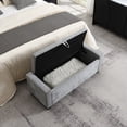 thumbnail image 3 of Ottoman with Storage, Upholstered Bench with Button Tufting and Safety Hinge, Solid Wood Frame for Bedroom Living Room Entryway, Light Grey, 3 of 9
