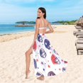 thumbnail image 6 of FORMRS Womens Long Sarong Beach Wrap Semi-Sheer Bikini Skirt Bathing Swimsuit Cover Up, Star Spangled Helmets, 6 of 7