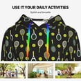 thumbnail image 4 of Fotbe Tennis Rackets Pattern Womens Long Sleeve Hoodie, Pullover Hooded Sweatshirt, Kangaroo Pocket Hoodie with Eye-catching Drawstrings-Large, 4 of 7