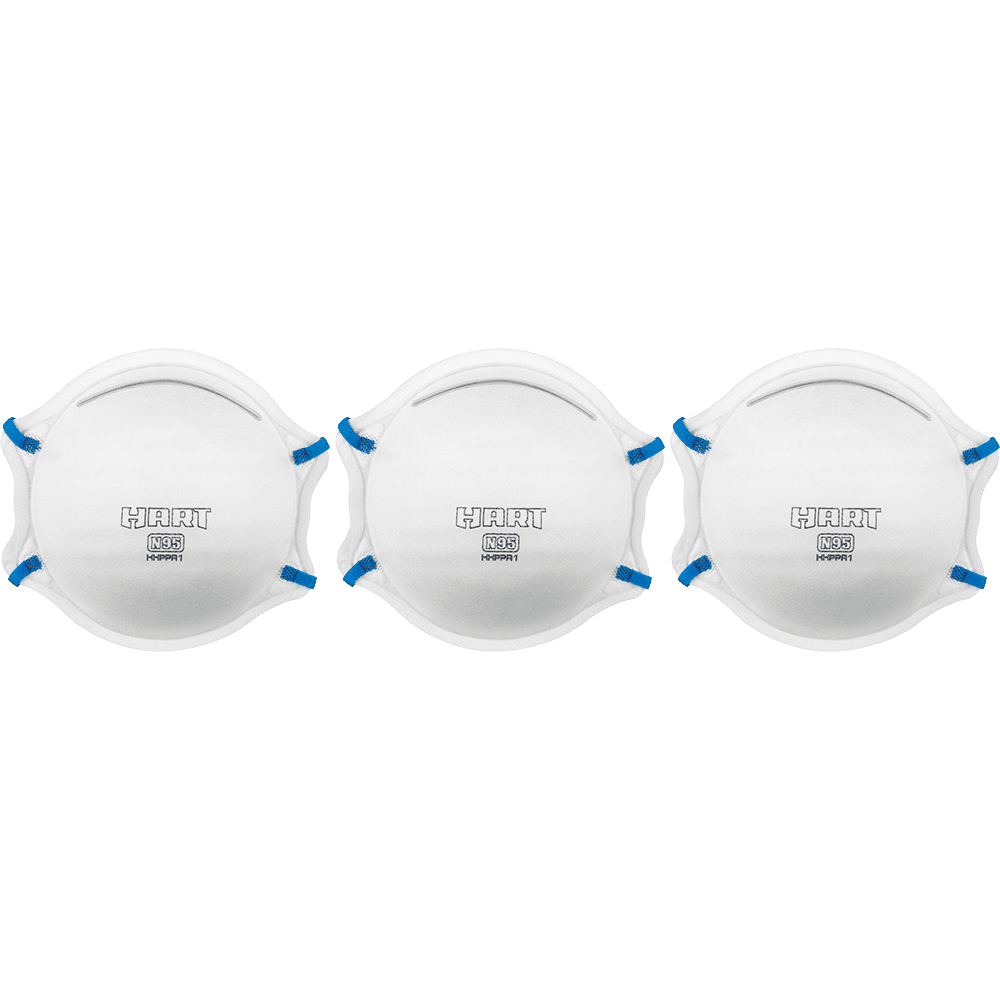 HART 3-Pack N95 Respirator Mask, Adjustable Nose Bridge