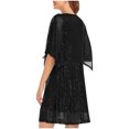 thumbnail image 4 of Sevevn Women's Sequin Loose Fitting Dress With Split Sleeves Casual Loose Mini Short Dress Short Sleeved Round Neck Dress, 4 of 7
