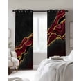 thumbnail image 2 of Blackout Curtains for Bedroom, Red Marble Room Darkening Window Drapes for Living Room, Gold Abstract Vintage Modern Ombre Art Thermal Insulated Grommet Curtains, 27.5x39 inch, 2 Panels, 2 of 9