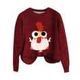 thumbnail image 4 of Red Oversized Sweatshirts for Women Cute Little Turkey Graphic Long Sleeve Knit Sweater Funny Novelty Thanksgiving Sweatshirt Fall Trendy Outfits, 4 of 4