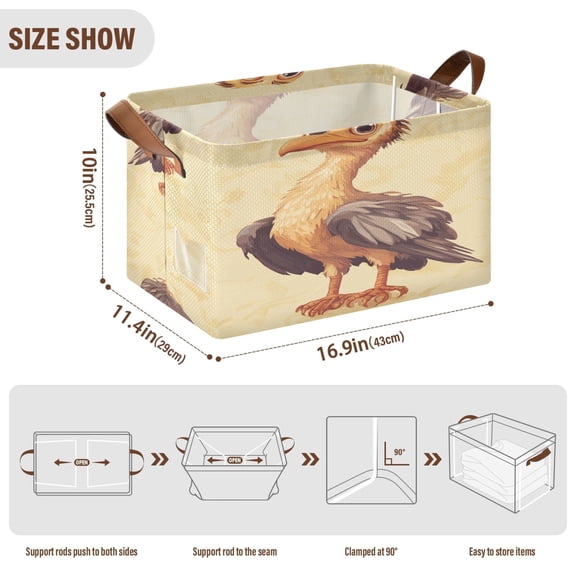 BZSMCE Collapsible Fabric Cube Storage Bins Cute Vulture Pattern Design Pattern Storage Box