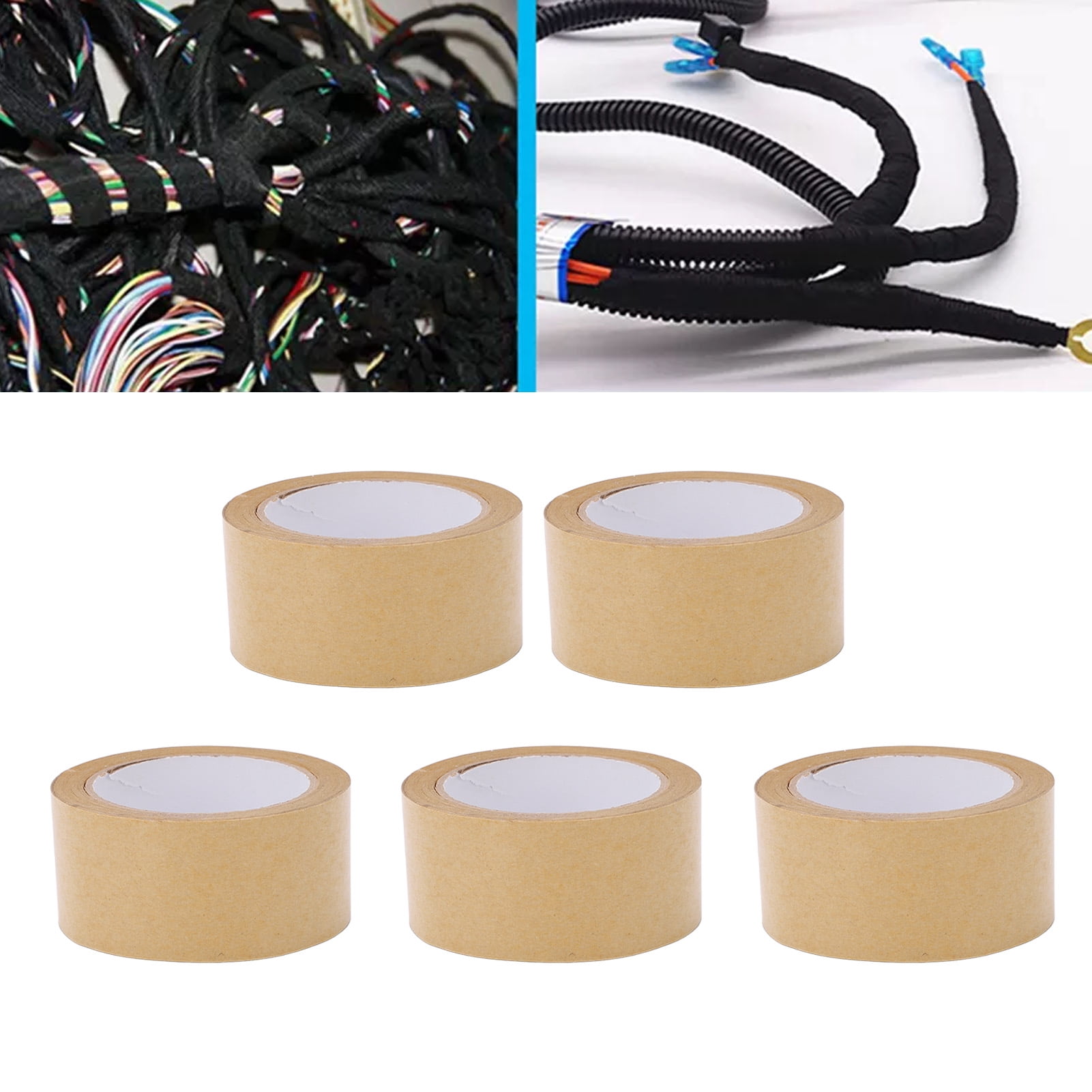 NFTIGB 5PCS Kraft Paper Tape 1.97 Inches / 50mm Wide 30m Long Degradable Gummed Packing Tape, Self Adhesive Water-Free Sealing Tape