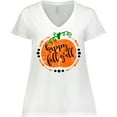 thumbnail image 3 of Inktastic Happy Fall Y'all Pumpkin Women's Plus Size V-Neck T-Shirt, 3 of 5
