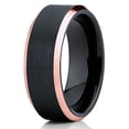 thumbnail image 2 of Silly Kings 8mm Black Brushed Tungsten Carbide Wedding Ring Rose Gold Beveled Edge Unisex Ring 11.5, 2 of 4