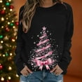 thumbnail image 3 of Christmas Sweatshirts For Women Crew Neck Long Sleeve Christmas Tree Graphic Print Pullover Funny Festival Outfits (M, Hot Pink), 3 of 5
