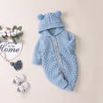 thumbnail image 5 of FYMNSI Baby Boy Girl Knitted Sweater Romper Long Sleeve Hoodie Jumpsuit Newborn Infant Winter Clothes Hooded Overall 18-24 Months Blue, 5 of 10