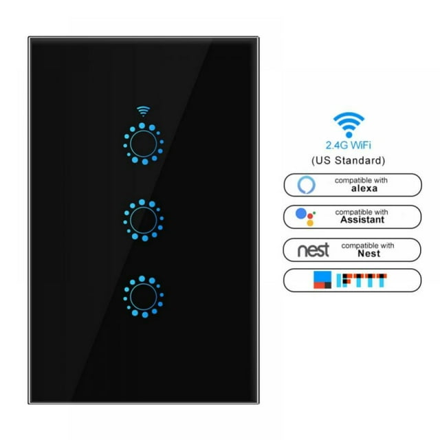 CNKOO 1/2/3 Gang WiFi Smart Touch Light Switch US/EU/UK For Amazon Alexa Google IFTTTTouch Light Switch Light Switch。WiFi Smart Touch WiFi Smart Touch Light Switch Smart Touch Light Swi