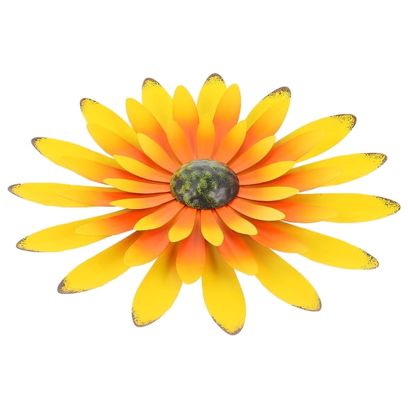 HINTRMENT Yellow Iron Sunflower Wall Decor for Indoor Home Decoration, 1 Piece, 11.4 x 11.4 x 1.2 Inches, Rustic Style