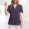 thumbnail image 6 of Vekome Womens Tops Short Sleeve Plus Size Shirts V Neck Casual Tee Shirts Solid Color Summer Pullover Tops Purple S, 6 of 8