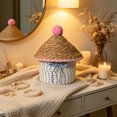 thumbnail image 5 of Round Woven Cotton Rope Storage Basket with Lid, Multicolor, 11 x 7 Inches, Decorative Organizer for Desk, Shelf, Bathroom, 5 of 6