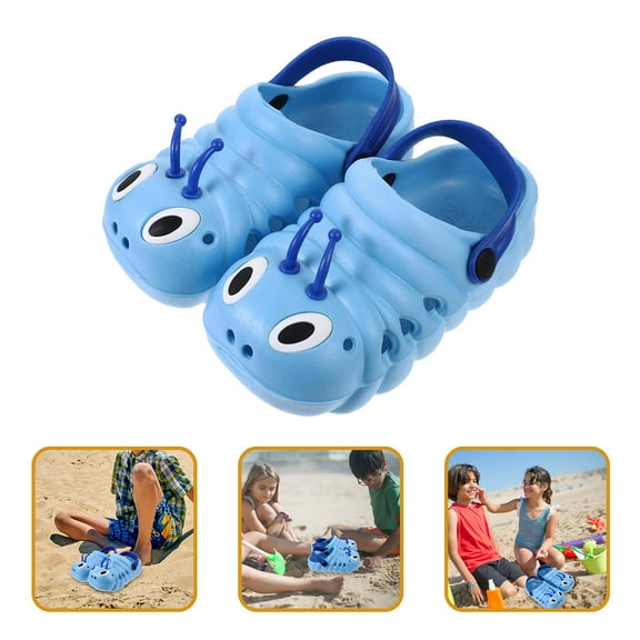 OUNONA Hemoton 1 Pair Caterpillar Beach Non Slip Shoes Cartoon Summer Sandals Cool Slipper for Boys and Girls Blue Size 25 Length 15cm