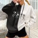 thumbnail image 2 of Jersey de otoño e invierno para mujer, con capucha, estilo punk oscuro, estampado, costura, manga larga, fino, suelto, informal, con cuello encapuchado, suéter, abrigo Pompotops  FGAJ16673, 2 of 5