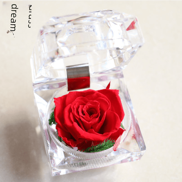 Caja de regalo de flor inmortal de acrílico con forma de rosa de cristal, flor verdadera de confesión, regalo de Tanabata para el día de San Valentín