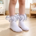 thumbnail image 2 of Dwellite Socks for Girls Double Lace Frilly Socks Turn Cuff Ruffle Dress Socks Navy XS, 2 of 4