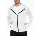 thumbnail image 4 of Fengqque Men Solid Color Long Sleeved Hoodie Full Zip Lightweight Breathable Coat with Thumb Hole White XL(XL), 4 of 5
