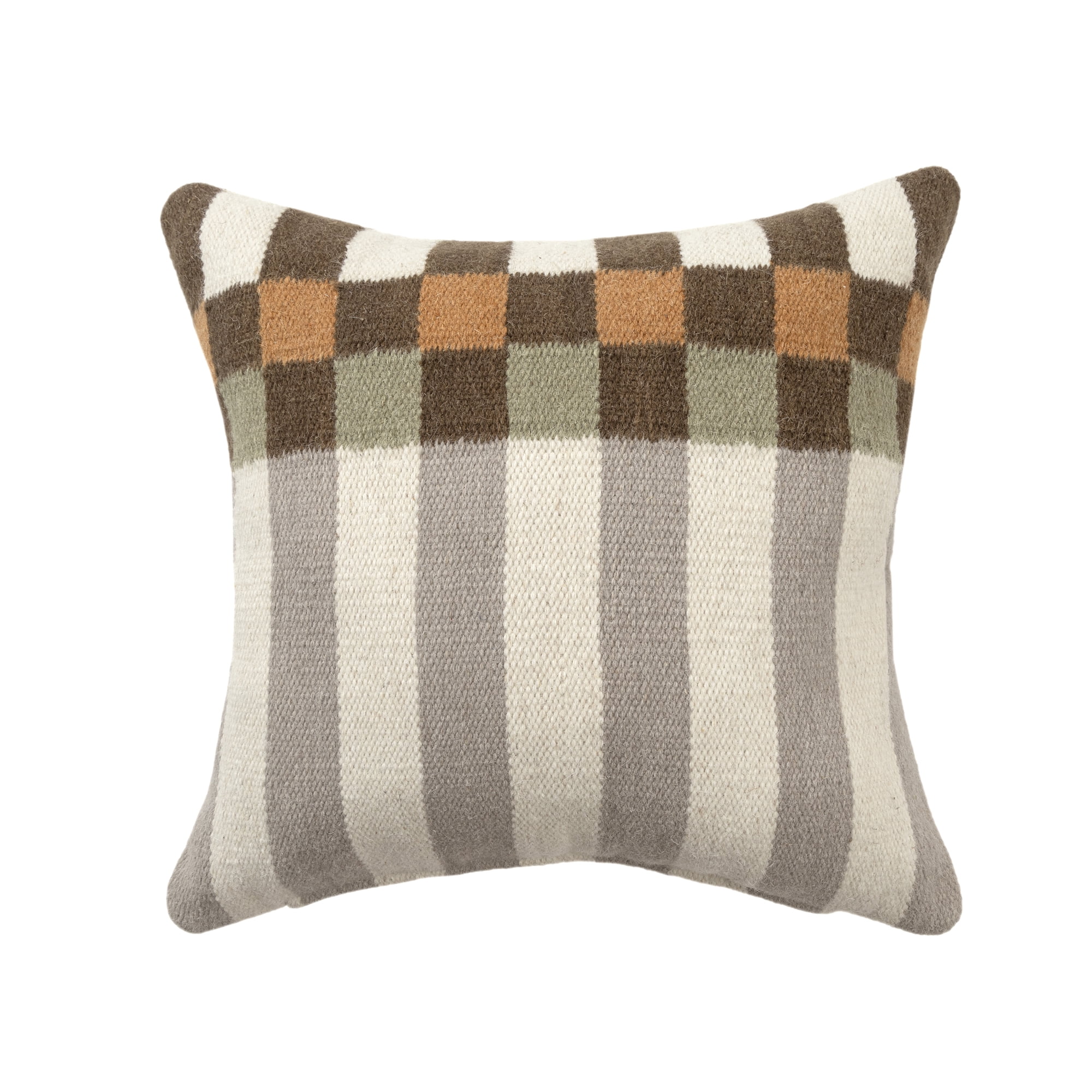Harlow Hill Cairo 24" x 24" Brown/Gray Geometric Wool Blend Adult Decorative Throw Pillow Cover