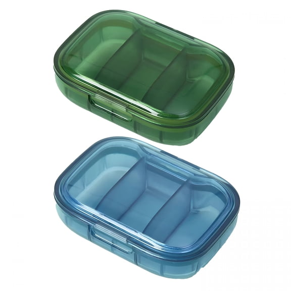 ACDANC 2 Pack 3 Compartment Small Pill Box,Moisture Proof Case,Travel Organizer for Pocket Purse,Daily Portable Medicine Vitamin Container,Fish Oil and Supplement Storage