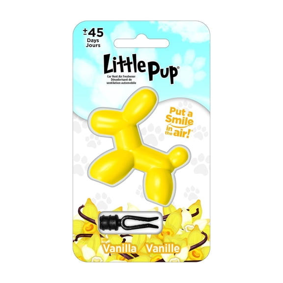 Little Pup Vanilla Scent, Car Air Freshener, Clips to A/C Air Vent, Set of 1
