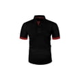 thumbnail image 5 of LWavelet Men's Short Sleeve Polo Shirt, Honeycomb Textured Contrast Cuff Collared Top for Casual & Golf Wear Black 2XL, 5 of 5