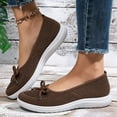 thumbnail image 3 of Women's Lightweight Knit Slip On Walking Shoes Comfortable Low Top Wedge Loafers Breathable Non Slip Ballet Flats Brown Size 6, 3 of 5