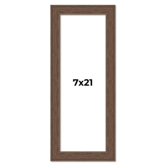 7x21 Frame Brown Distressed Barnwood Picture Frame | Rustic Farmhouse Photo Frame Includes UV