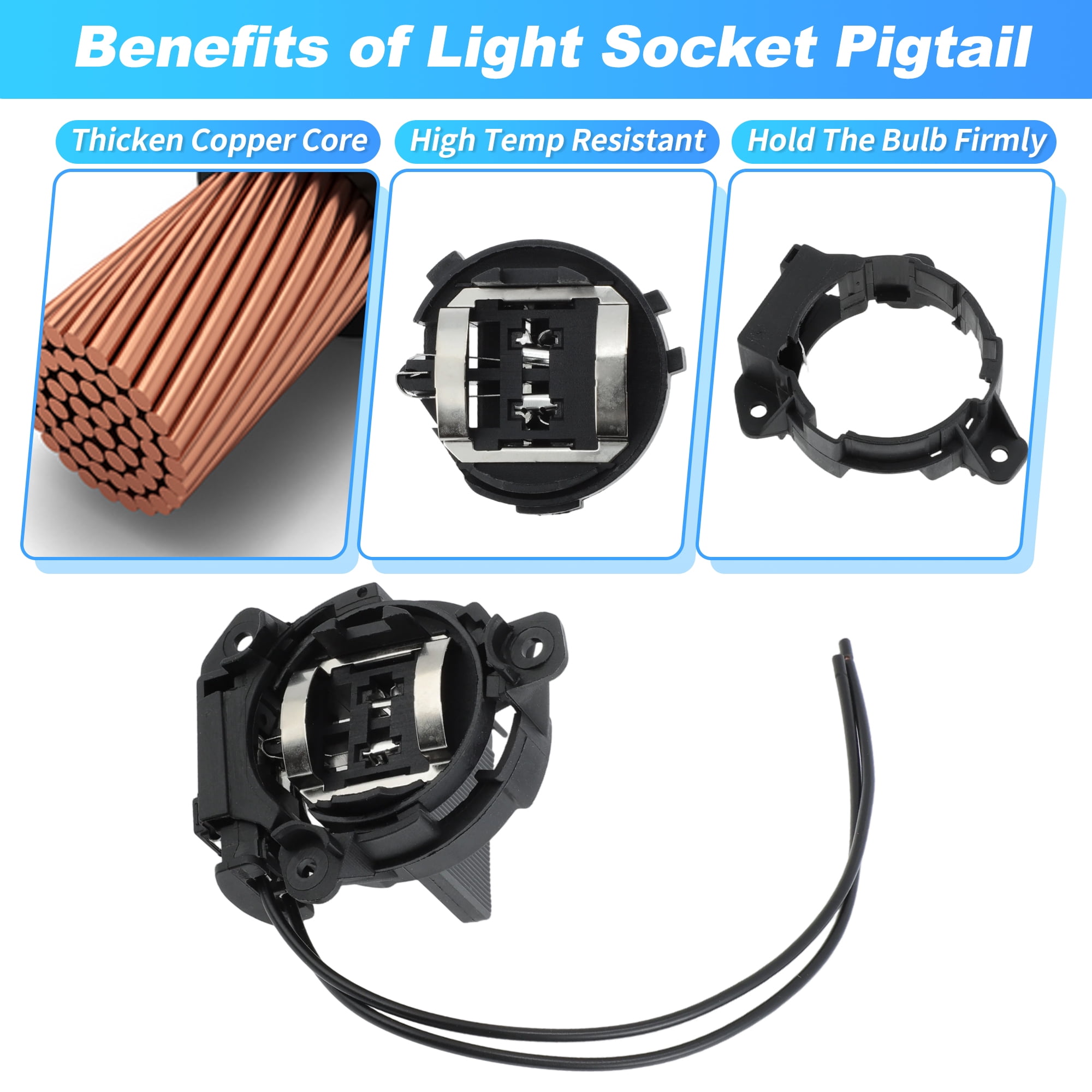 Unique Bargains H7 Headlight Bulb Socket Adapter Wiring Kit for Volkswagen Golf GTI