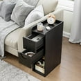 thumbnail image 5 of Black Fluted Nightstand Set of 2, Narrow Bedside Tables with Drawers, Modern Wood End Tables for Bedroom, 5 of 7