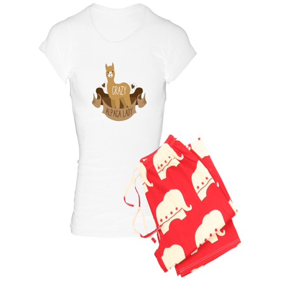 CafePress - Crazy Alpaca Lady Pajamas - Women's Light Pajamas