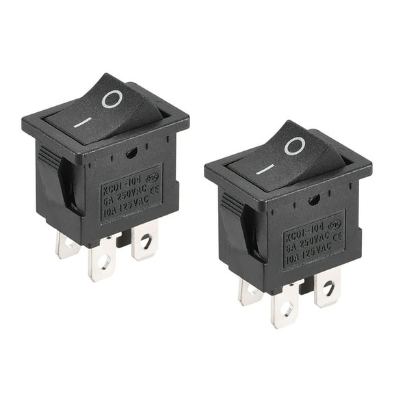 Mini Boat Rocker Switch Black Toggle Switch for Boat Car Marine 4pins ON/OFF AC 250V/6A 125V/10A, 2pcs