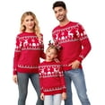 thumbnail image 5 of Family Christmas Sweater Crew Neck Reindeer Snowflakes Knitted Pullover for Kids, Red, Size 160, 5 of 6