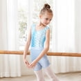 thumbnail image 3 of Vine Gymnastics Leotards for Girls,3 Pieces Set Sparkly Dance Unitards Ballet Athletic Outfit Kids Sleeveless Dancewear with Shorts and Scrunchies for 3-12 Years, 3 of 8