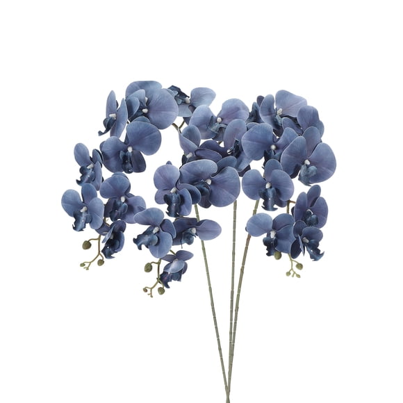 Uxcell Artificial Orchid Stems Faux Phalaenopsis Flowers Real Touch Fake Orchid Flower for Home Wedding Decoration Dark Blue