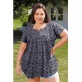 thumbnail image 2 of TIYOMI Women's Plus Size Tops Swing Flowy Short Sleeve Tunics 3X Pleated Ethnic Patterns Blouse Henley Dressy Shirts Buttons Up Babydoll Pullover Loose Fit Blouses Spring Summer Tunics 3XL 22W 24W, 2 of 6