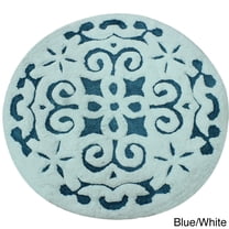 Saffron Fabs Bath Rug, 36" Round, Damask Pattern, Assorted Colors